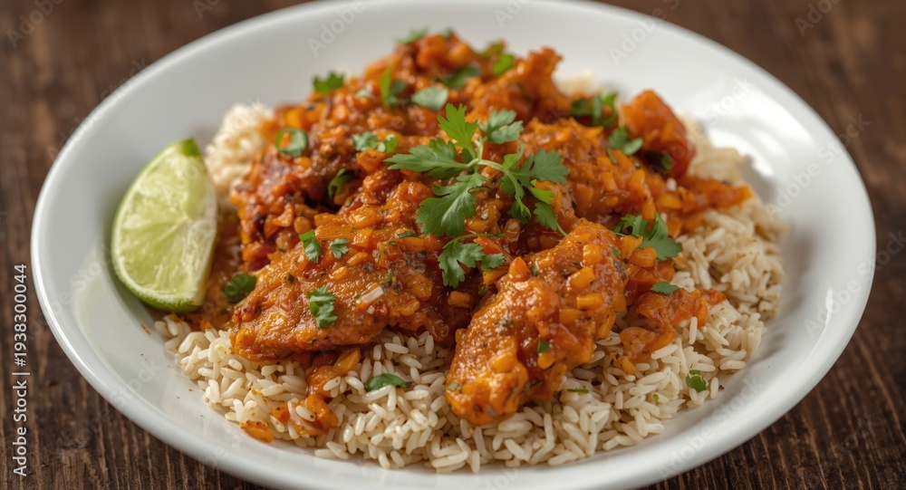 Fototapeta premium Classic Indian Chicken Biryani with Flavorful Spices and Long Grain Basmati Rice
