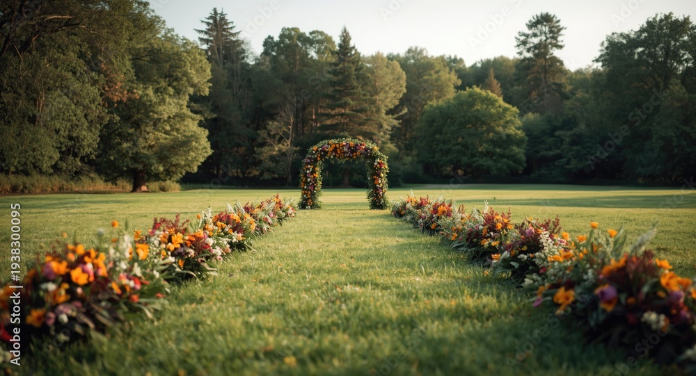 Fototapeta premium Open meadow with floral aisles for wedding celebrations