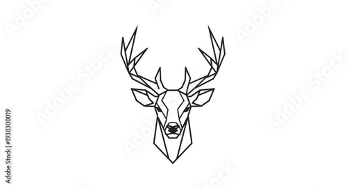 Geometric Deer Head Antlers Illustration Design.