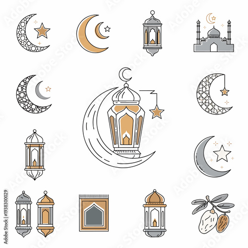 Ramadan Icons Set