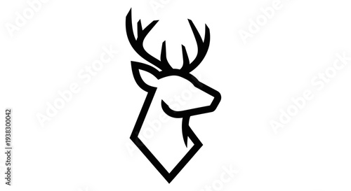 Geometric Deer Head with Antlers Illustration.