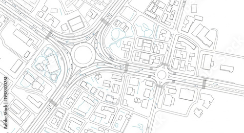 Urban Map Illustration with Roads and Buildings.