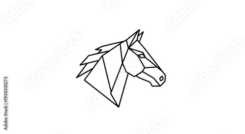Geometric Horse Head Line Art Illustration.