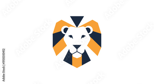 Geometric Lion Head Logo Design Element.