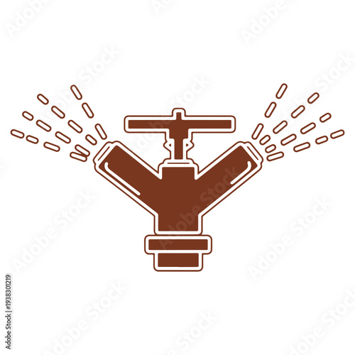 Irrigation System Outline with Water Spray Illustration on White Background Detailed Vector Design for Garden and Agricultural Purposes