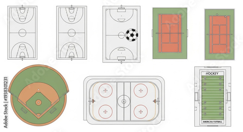 Collection of Sports Field Diagrams and Layouts.