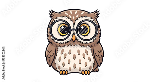 Brown owl with big glasses.