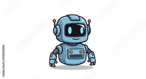 Cute cartoon robot with headset.