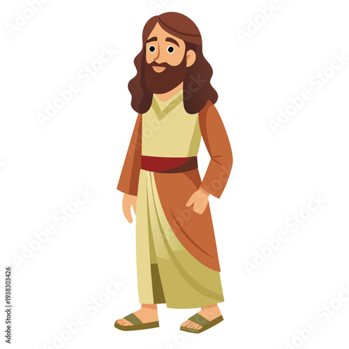 Full Body Jesus Christ Looking Forward Silhouette on White Background