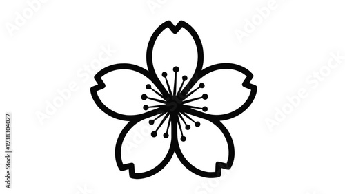 Vector illustration of black cherry blossom flower icon on a transparent background