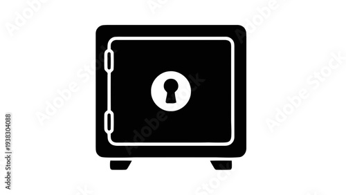 Vector illustration of black safe icon on on a transparent background