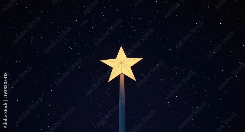 Obraz premium Colorful 3D cartoon image of the pole star bright against a dark sky