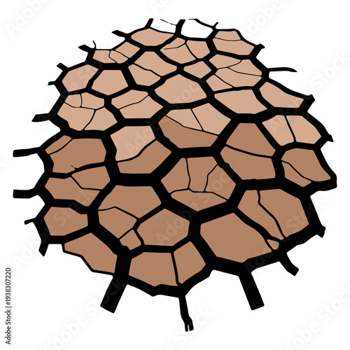 Drought Cracked Earth Surface Abstract Texture Solid Icon Vector Illustration
