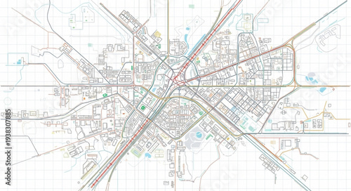 Vintage City Map Illustration Detail.