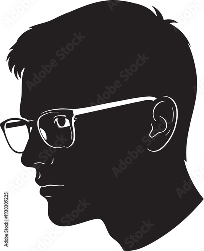 Peering Over Glasses Intellectual Curiosity and Wisdom Silhouettes