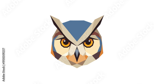 Geometric Owl Head Illustration with Ears.