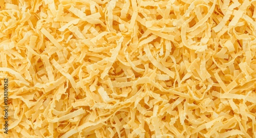 Close up of shredded cheese texture background with soft daylight and minimal design
