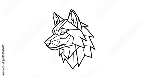 Geometric Wolf Head Illustration Closeup.