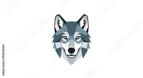Geometric Wolf Head Illustration Design Element.