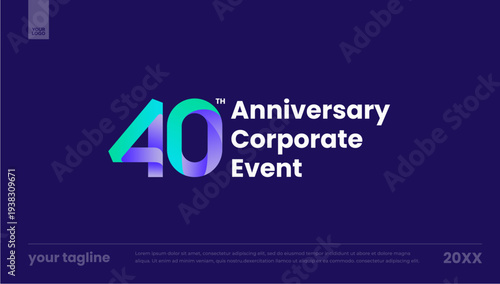 40th anniversary corporate event blue purple gradient logo banner template