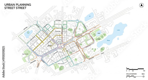 Urban Planning Map with Streets Layout.