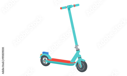 Modern Teal Electric Kick Scooter Isolated on White Background