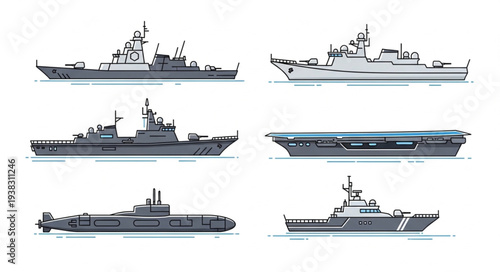 Various Naval Ships and Vessels.
