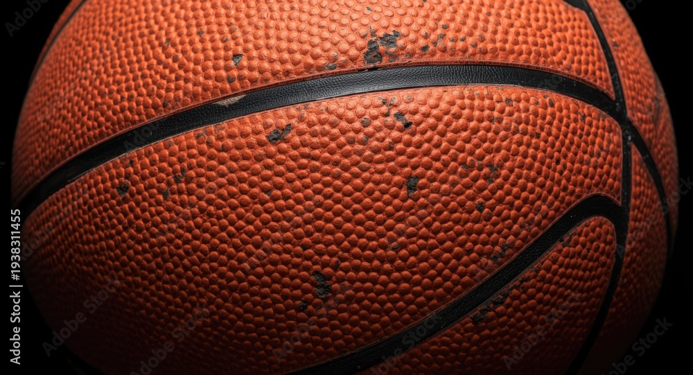Obraz premium Basketball ball with heavy scuff marks and color fading