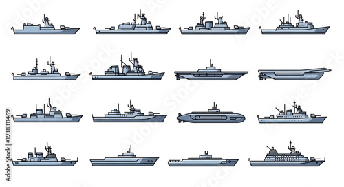 Various Navy Warships and Boats.
