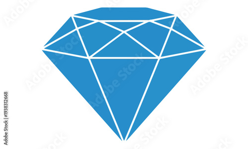 Blue Diamond Gemstone Graphic Icon on White Background