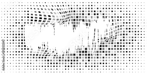 Mesh abstract rectangle halftone gradient texture. Vanishing polka dot background. Repeating dots gradation abstract