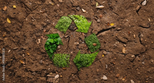 Wallpaper Mural Eco cycle graphic over raw natural backdrop highlighting renewable resource management Torontodigital.ca