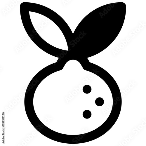 Tangerine. Outlined stroke vector icon with black-filled details.