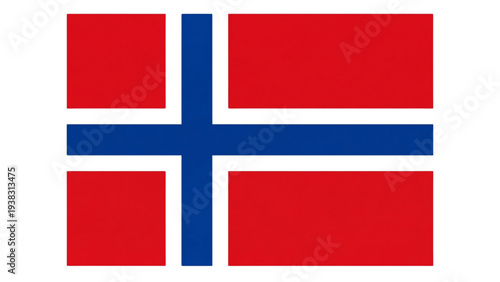 Bold national flag of Norway, showcasing a vivid red background with a prominent blue Scandinavian cross outlined in white, representing the proud Nordic nation's identity