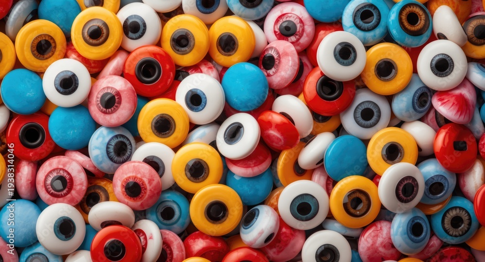 Fototapeta premium Brilliant mix of googly eyes in cheerful hues ideal for craft projects