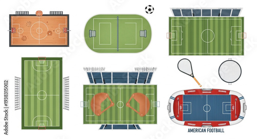 Collection of Sports Fields and Courts from Above.