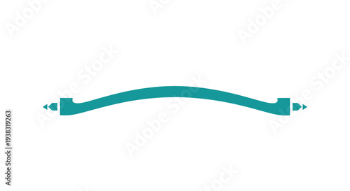 Decorative turquoise scroll divider with ornate ends on white background