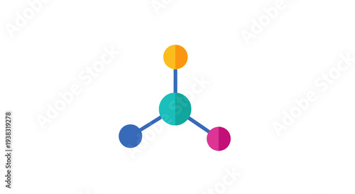 Abstract molecular structure with colorful nodes and connecting lines