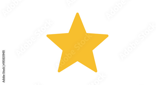 Golden Star Icon on White Background, Simple Graphic Element