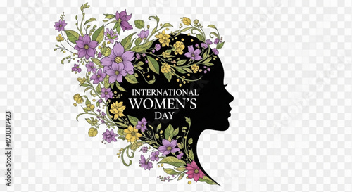 International Women's Day celebration with floral silhouette