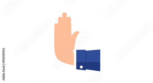 Stop Gesture Icon, Hand in Suit Cuff, Business No Symbol