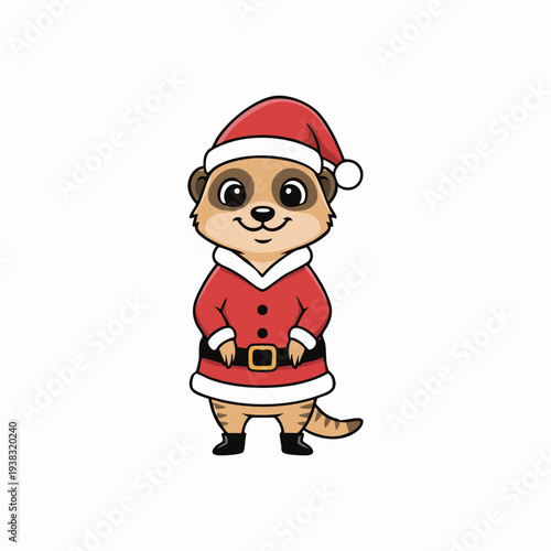 festive meerkat character in santa claus outfit