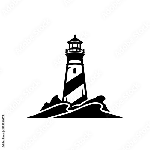 nautical lighthouse silhouette icon