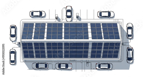 Solar Panel Carport With Electric Vehicles Charging.