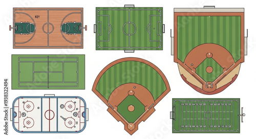 Collection of Sports Fields and Courts from Above.