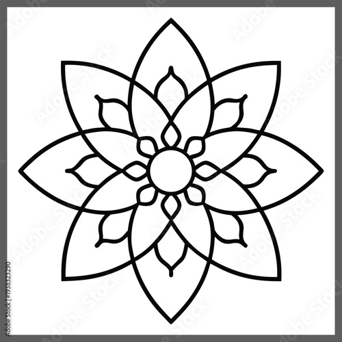 Elegant Floral Mandala Outline Vector Design for Coloring and Decoration