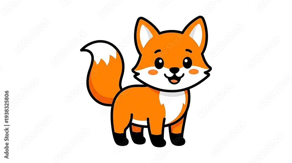 Fototapeta premium Cartoon Fox Illustration with White Background.