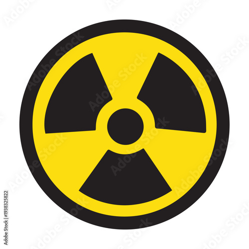 Radiation Warning Symbol – Radioactive Hazard Icon in Yellow and Black Circle for Nuclear Danger Signs, Radiation Risk Alerts and Safety Indicators
