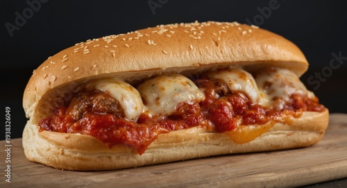 Comforting meatball sub featuring Italian marinara and melted cheese