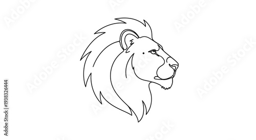 Lion Head Drawing Illustration Closeup.